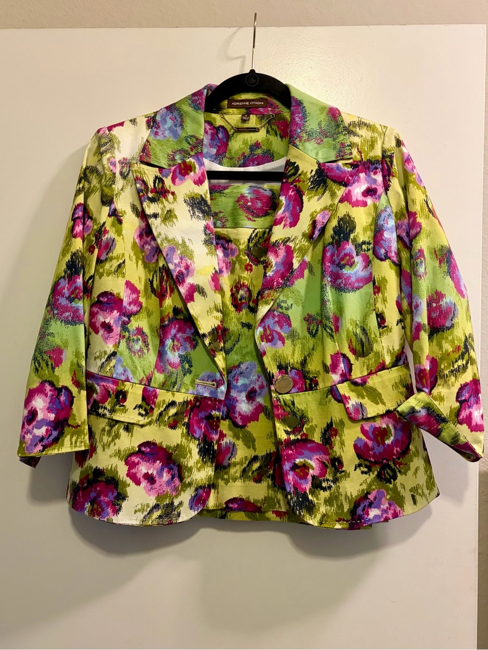 ADRIENNE VITTADINI Lime Floral Blazer Skirt Set